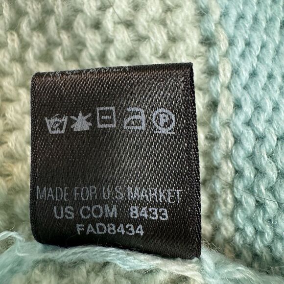 Loro Piana Cashmere Linen Silk Knit Sweater Seafoam Stripe Women Size EUR 46 - Picture 11 of 12